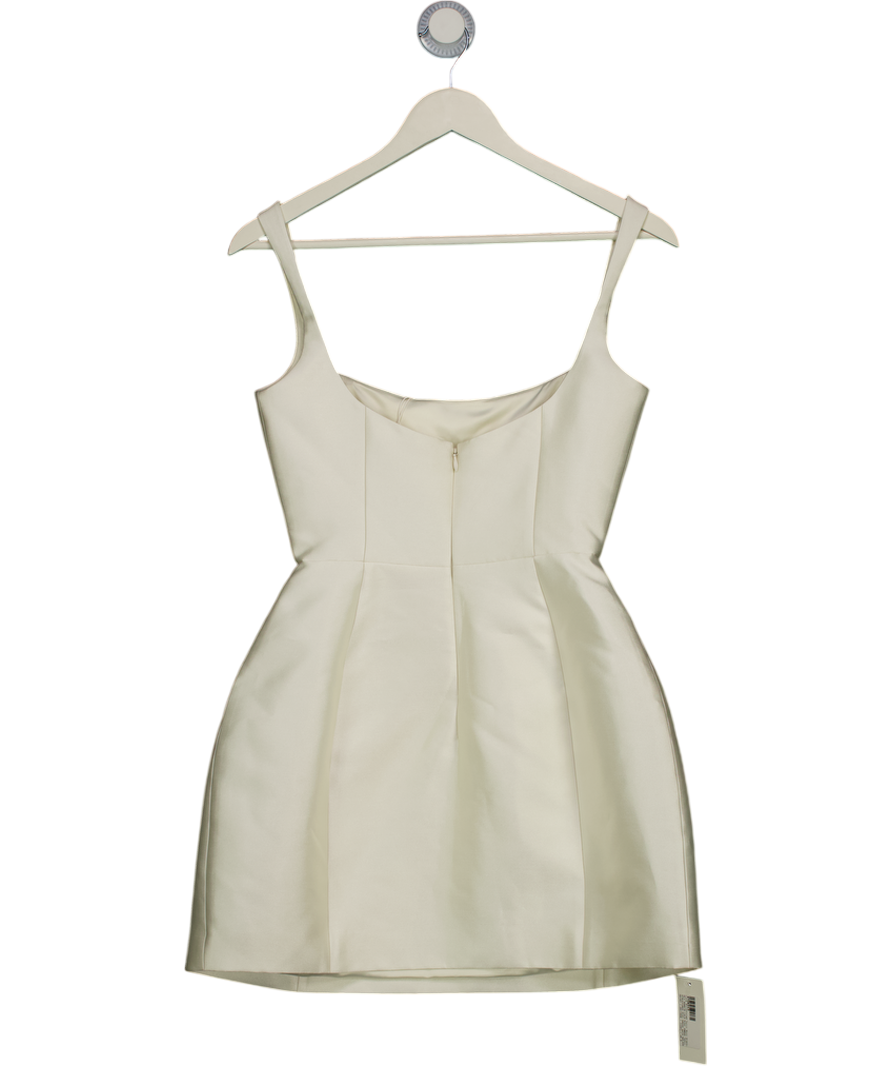 DE LA VALI Cream Lola Satin-twill Mini Dress UK 6