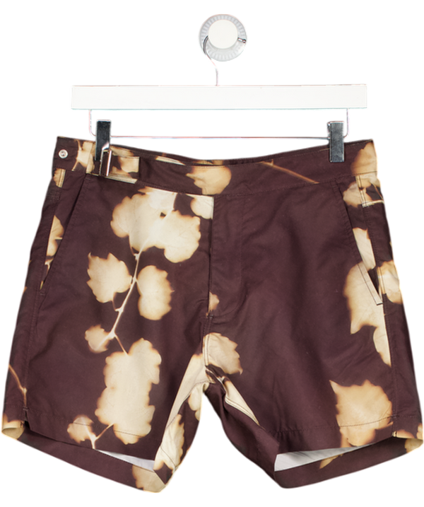 LEWIS JAMES Brown Diego Branch Print Swim Short W30