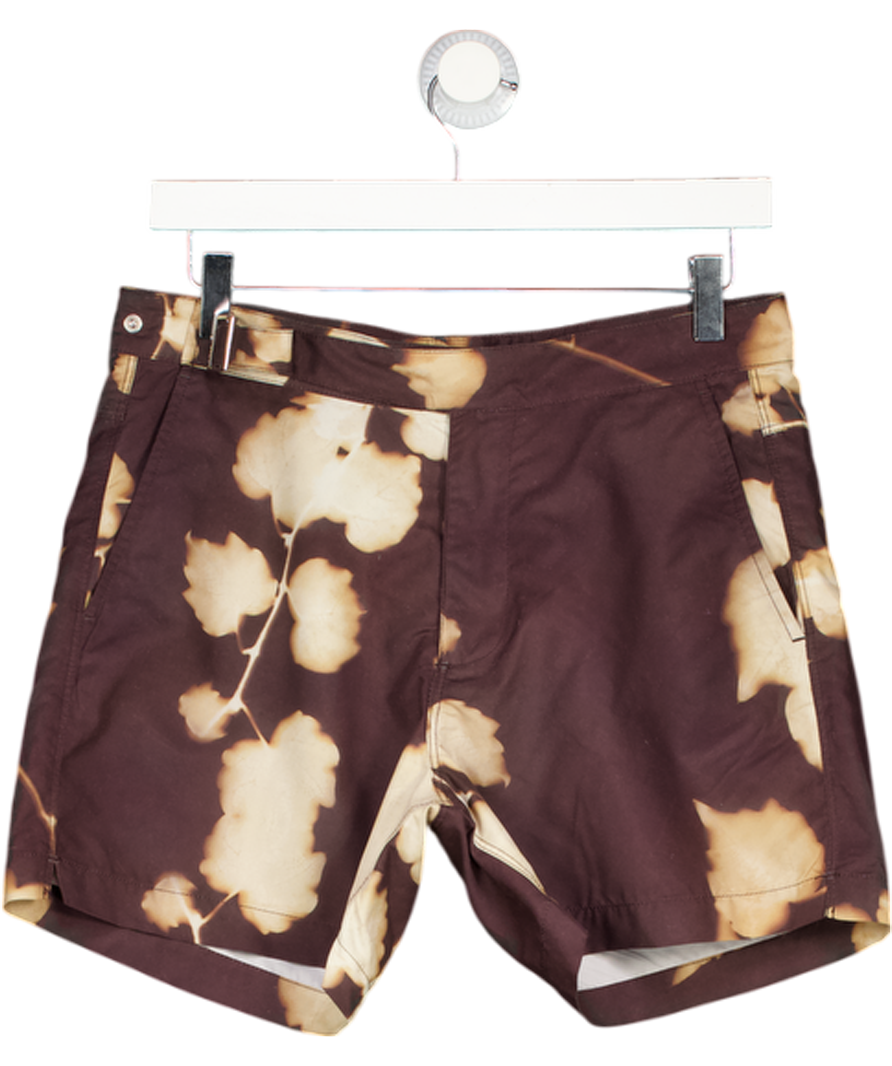 LEWIS JAMES Brown Diego Branch Print Swim Short W30