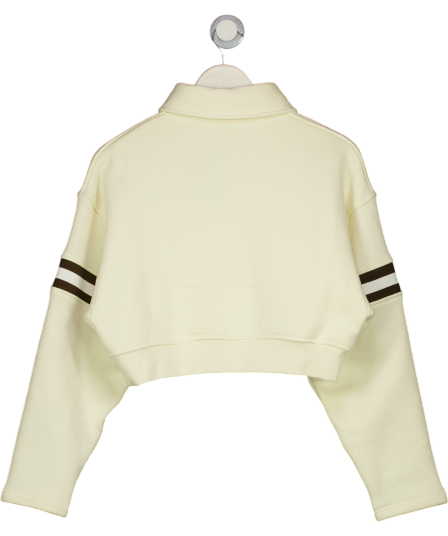 RU & ROCKA Cream Cropped Polo Cotton-blend Sweatshirt UK S