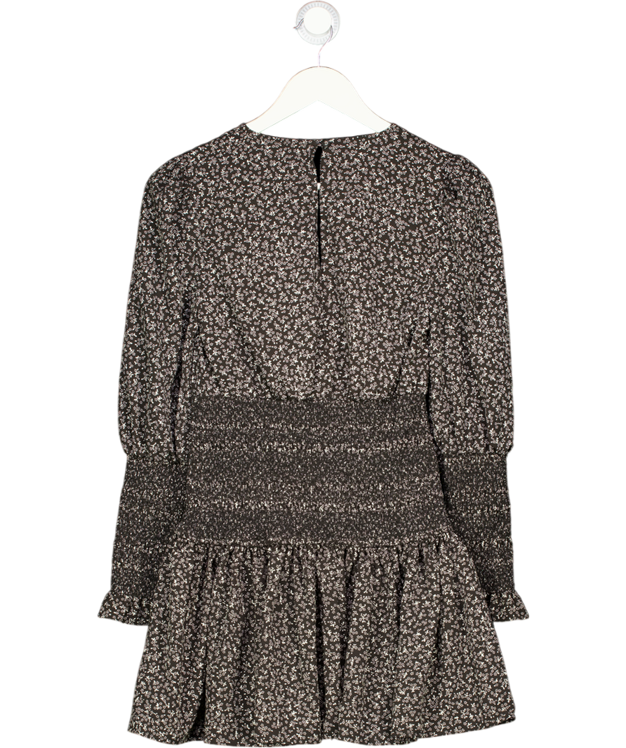 Topshop Black Ditsy Floral Shirred Mini Dress - Petite UK 8