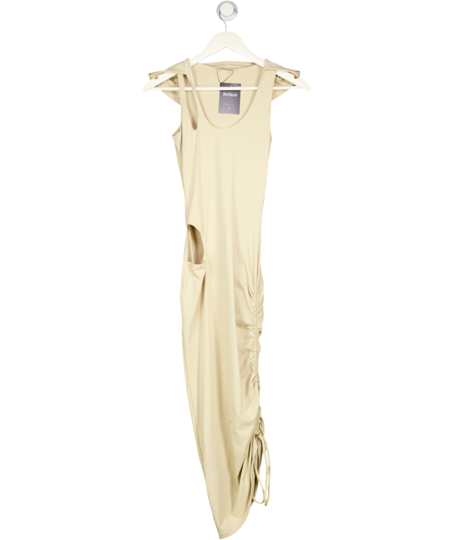 wmnswear Beige Phantom Hooded Cut-out Dress UK XS