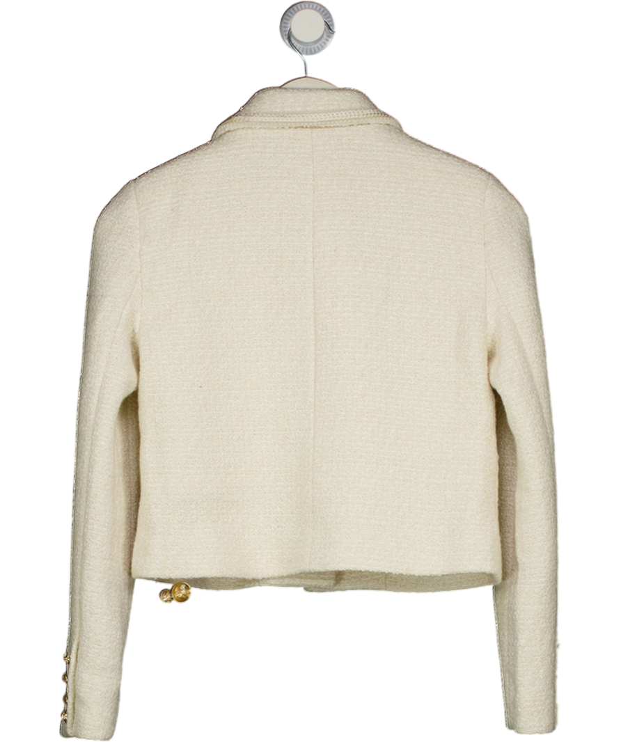 SUNSET ADORE Ivory White Wool Tweed Blazer UK S