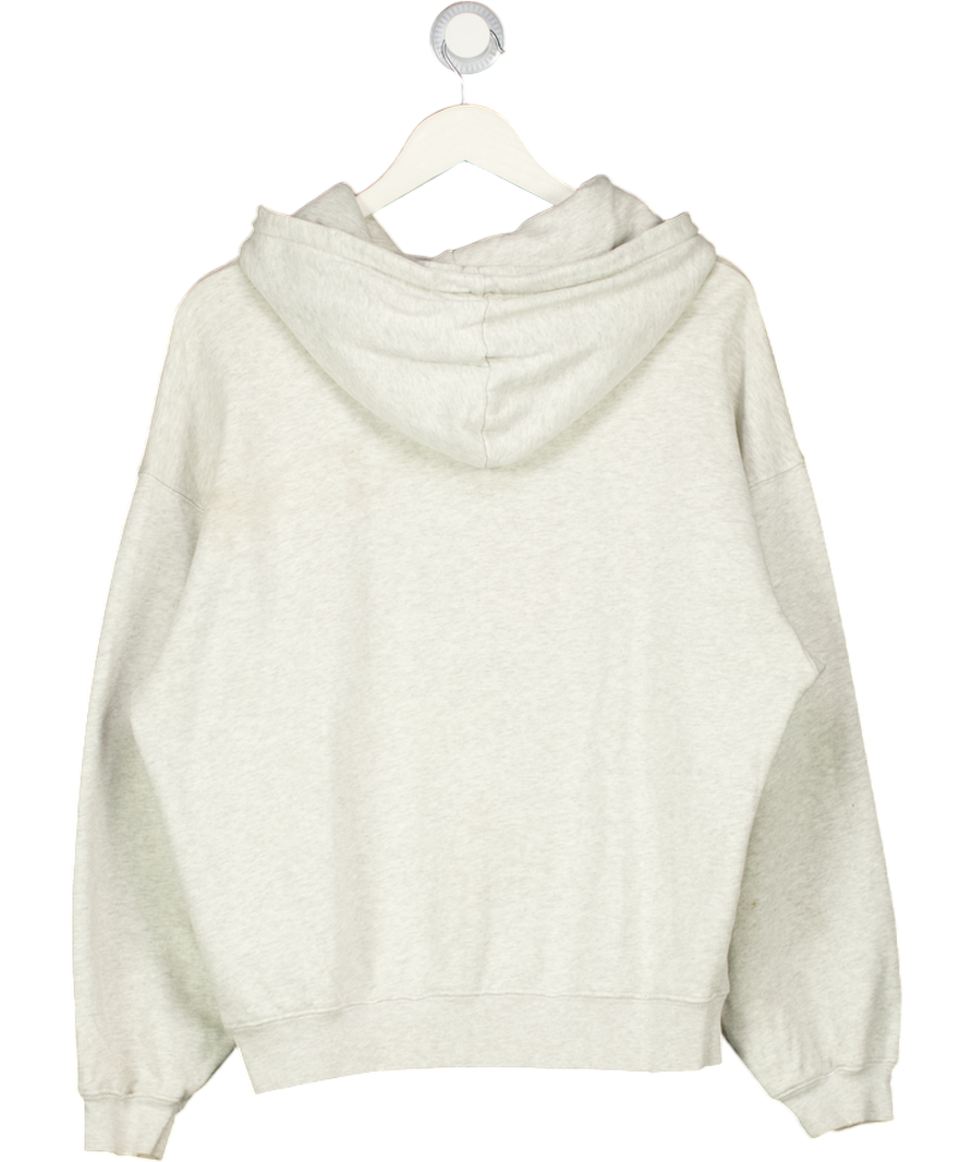 ANINE BING LIight Grey Oversize Sport Logo Sweatshirt Hoodie UK XXS