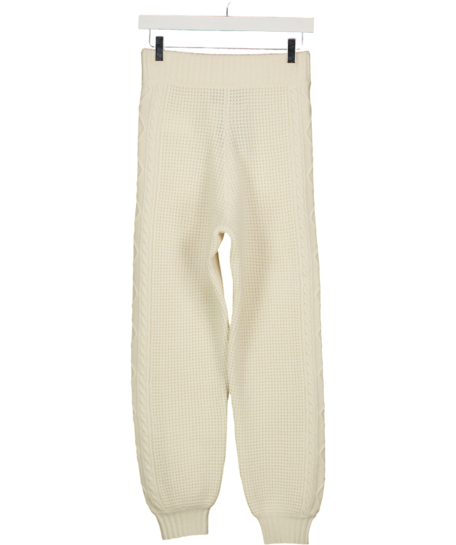 PERFECT MOMENT Cream Merino Wool Crystal Cable-knit Wool Tapered Pants UK XS