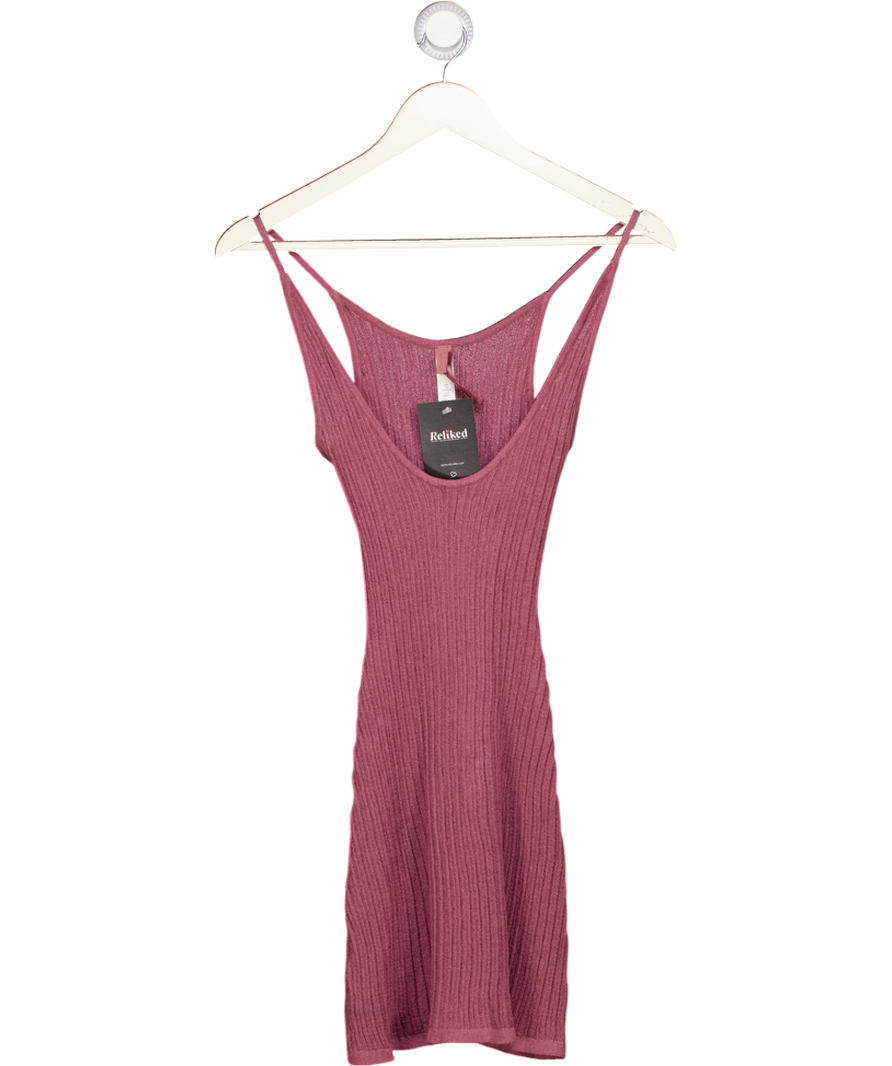 SKIMS Purple Sheer Knit Plunge Mini Dress UK XXS