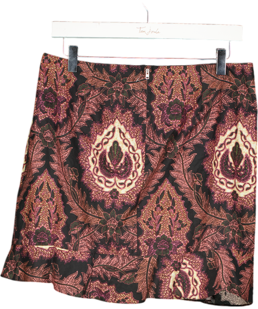 ISABEL MARANT Black Floral Cotton Frill Detail Mini Skirt Fr38 UK 10