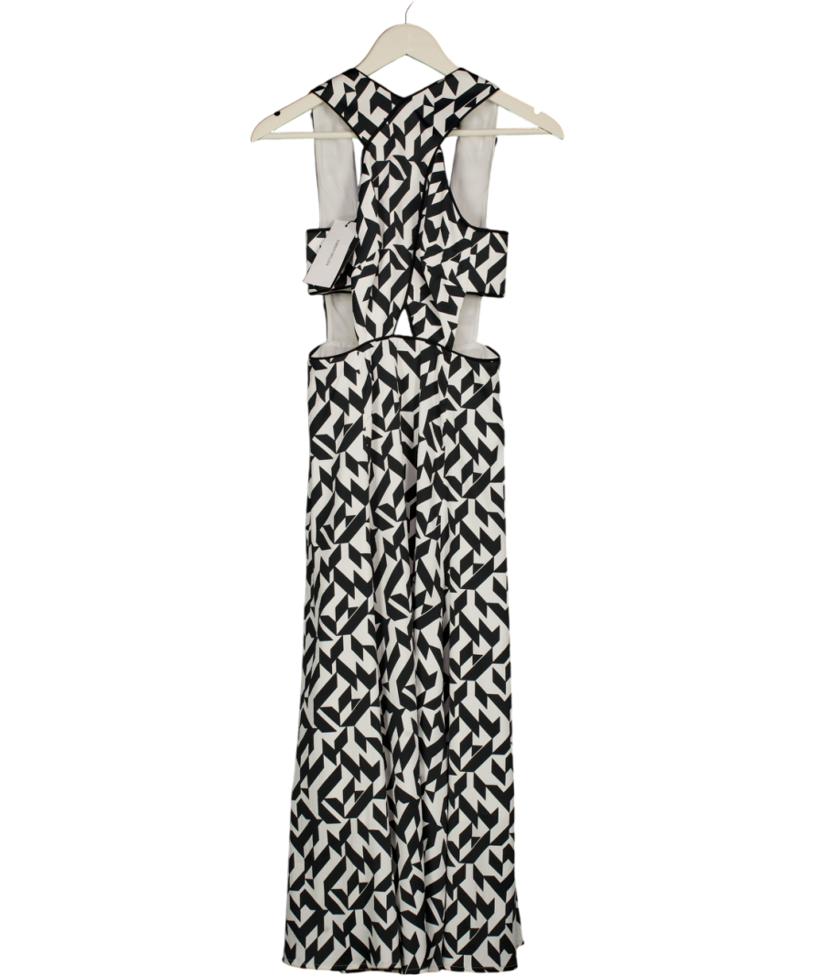 KAREN MILLEN Black & White Print Cut-out Maxi Dress UK 6