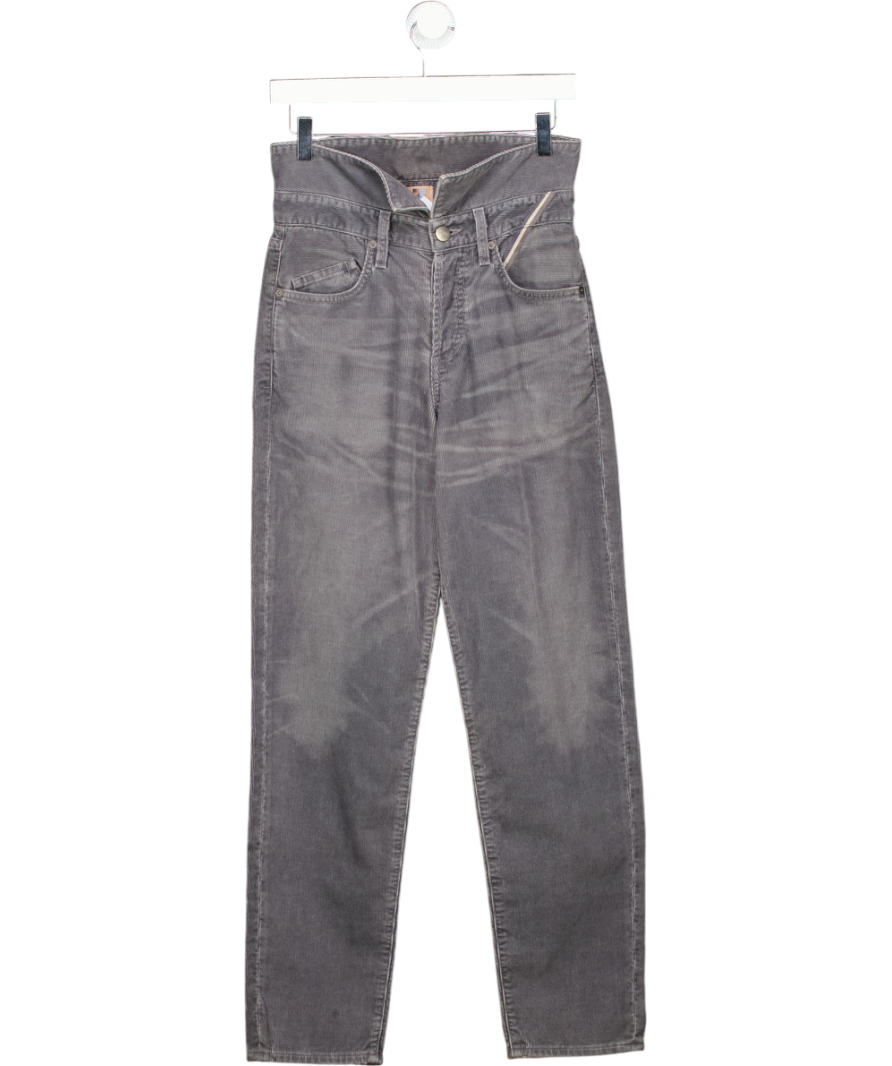 Jean Atelier Grey Corduroy Straight Leg Fold Over Trousers W25