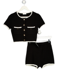 MESHKI 2-piece Black & White Knit Top And Shorts Set UK XS