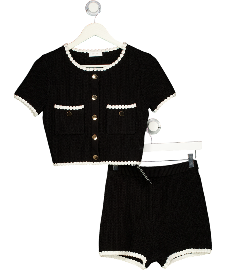 MESHKI 2-piece Black & White Knit Top And Shorts Set UK XS