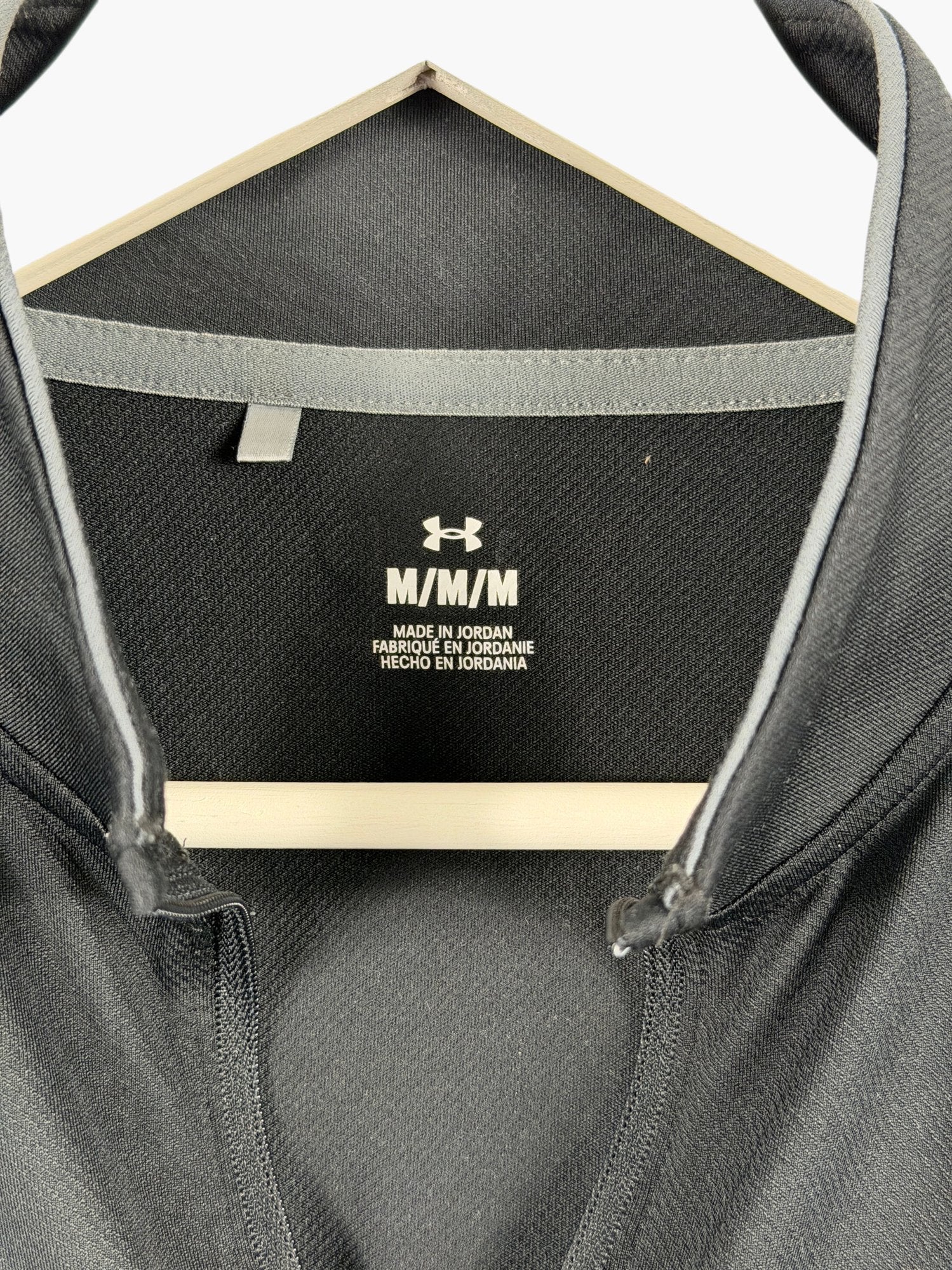 UNDER ARMOUR Black 1/4 Zip Long Sleeve Sports Top UK M