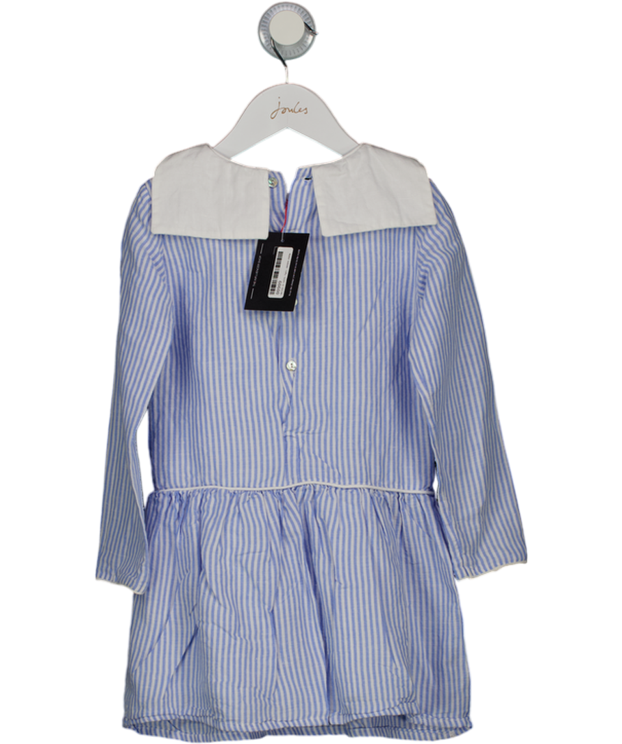 La Coqueta Blue Pinstripe Dress Long Sleeve Tie Neck Details 6 Years