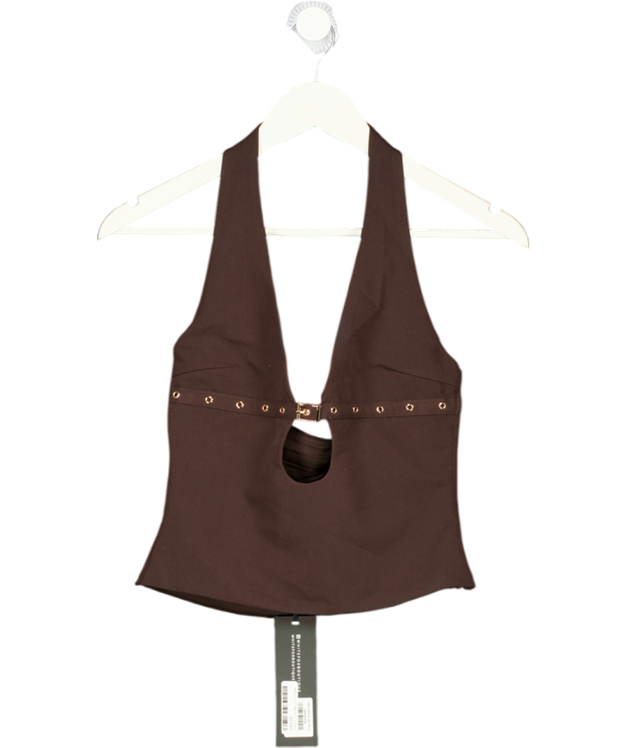 WHITE FOX Firestorm Halter Top - Chocolate Brown UK XS