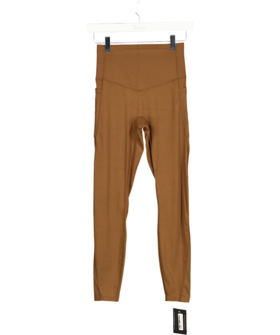 HALARA Brown High Waisted Tummy Control Pocket Shaping Training 7/8 Leggings UK XS