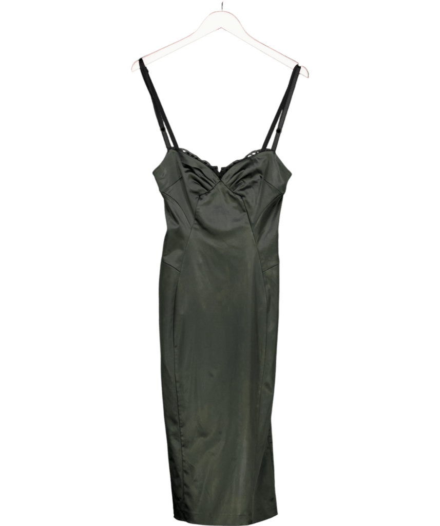 D&G Black Satin Lace Trimmed Midi Pencil Dress It42 UK 10
