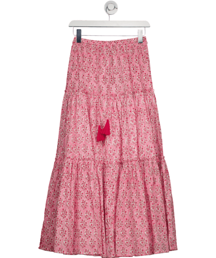 Dilli grey Pink Floral Maxi Skirt UK S - Reliked