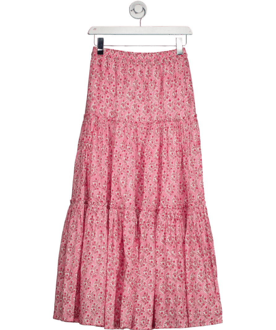 Dilli grey Pink Floral Maxi Skirt UK S - Reliked