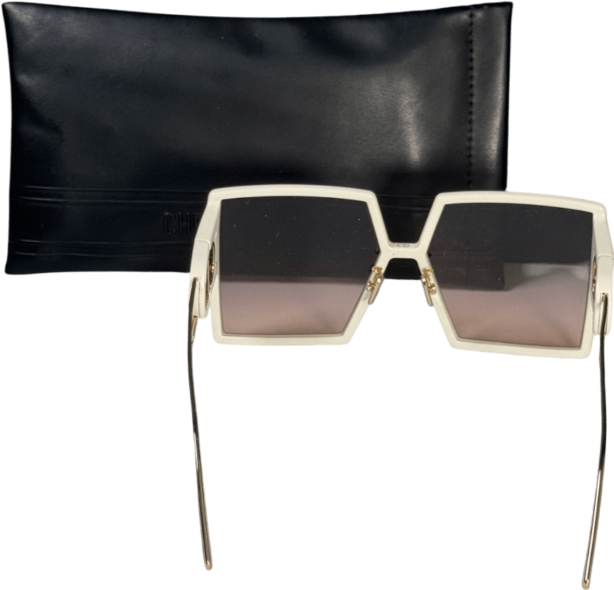 Dior 30montaigne Su Ivory White Square Sunglasses In Case - Reliked