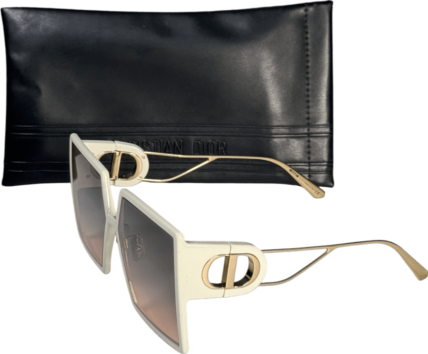 Dior 30montaigne Su Ivory White Square Sunglasses In Case - Reliked