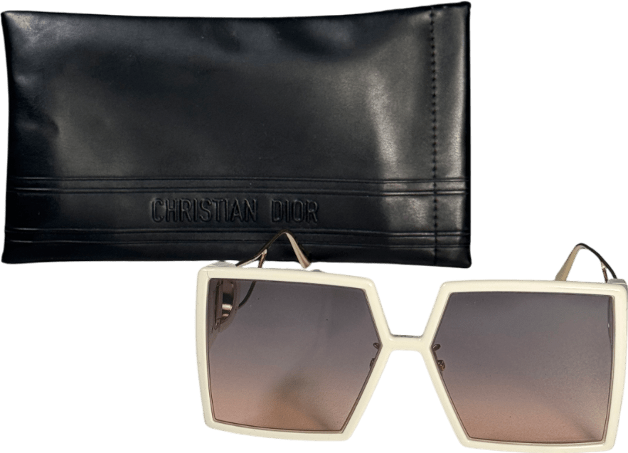Dior 30montaigne Su Ivory White Square Sunglasses In Case - Reliked