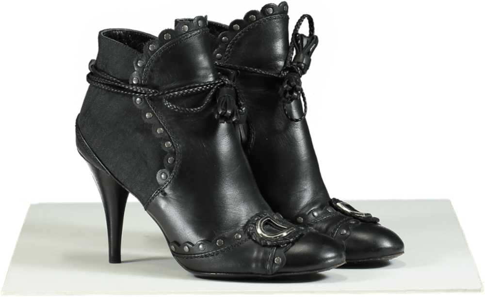 Dior Black Ankle Boots with D - Buckle Detail UK 4 EU 37 - Reliked