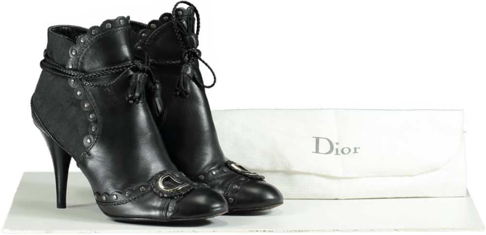 Dior Black Ankle Boots with D - Buckle Detail UK 4 EU 37 - Reliked