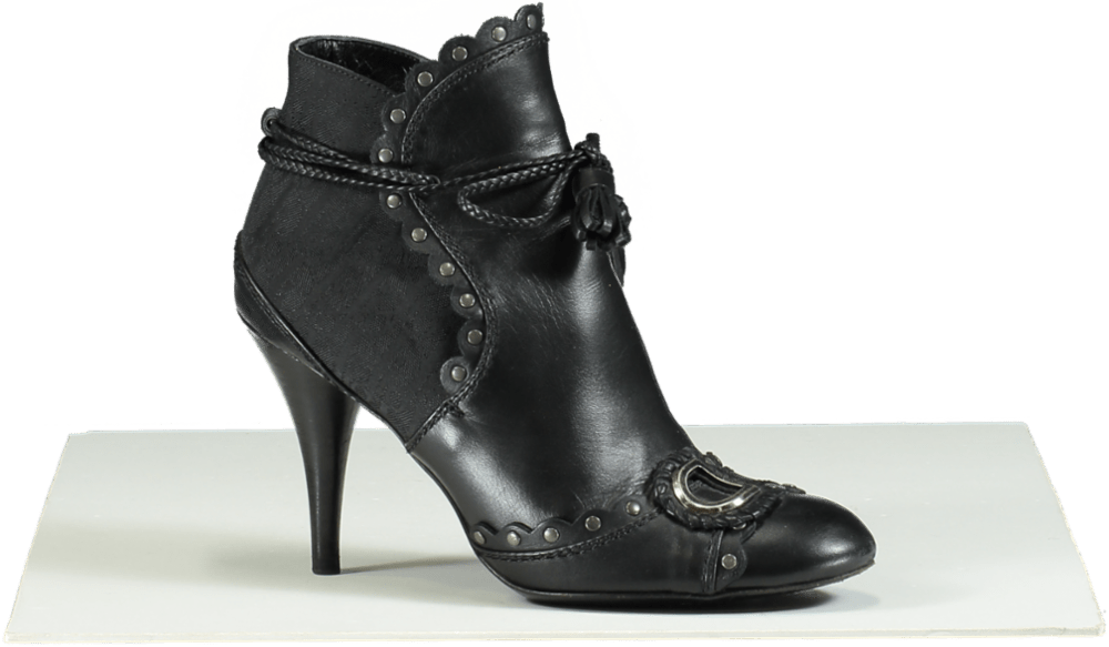 Dior Black Ankle Boots with D - Buckle Detail UK 4 EU 37 - Reliked