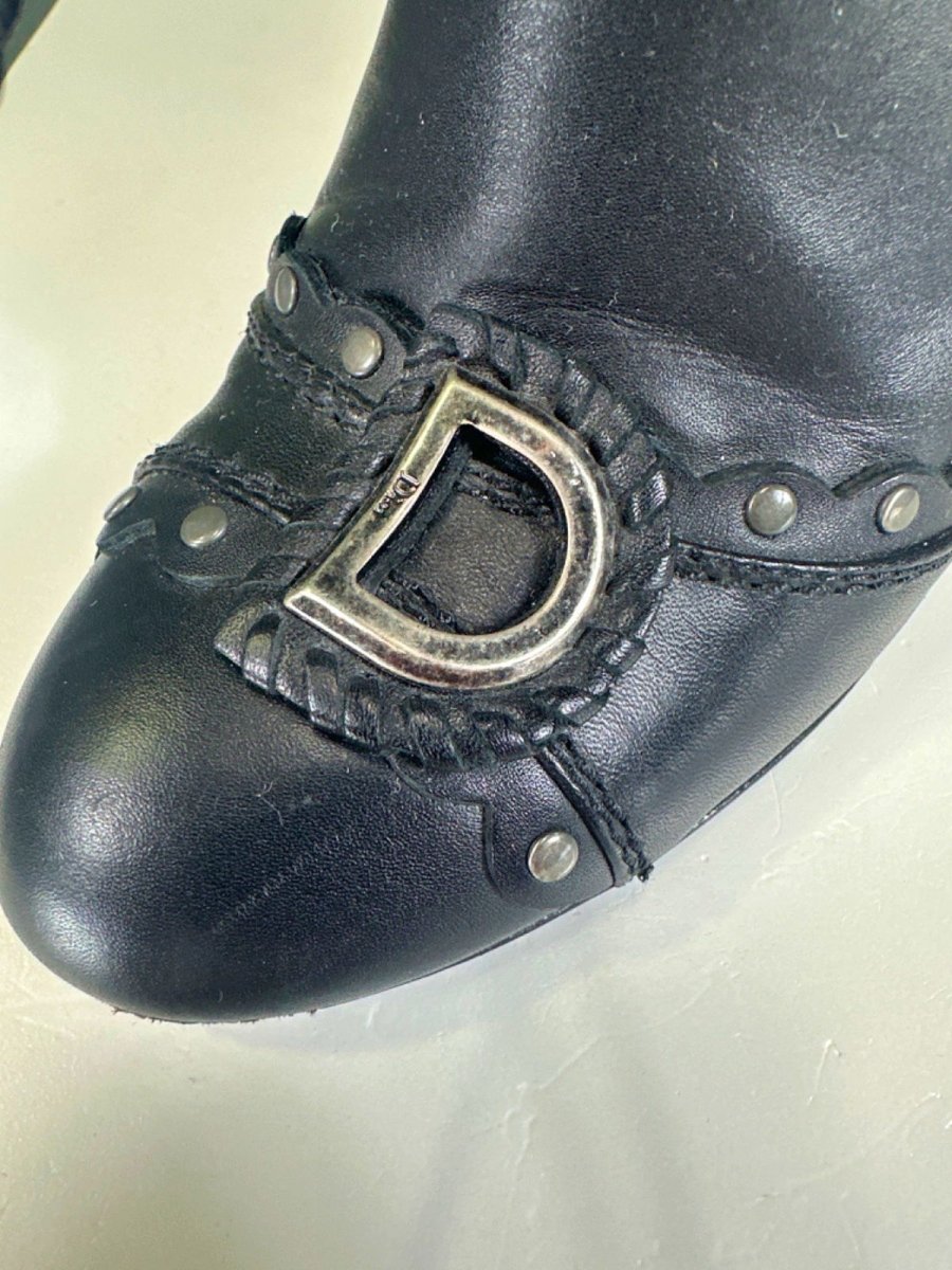 Dior Black Ankle Boots with D - Buckle Detail UK 4 EU 37 - Reliked