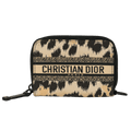 Dior Technical Fabric Embroidered Mizza Diortravel Detachable Card Holder Beige - Reliked
