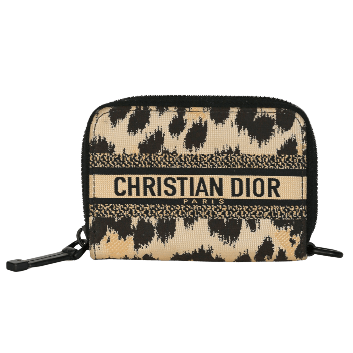 Dior Technical Fabric Embroidered Mizza Diortravel Detachable Card Holder Beige - Reliked
