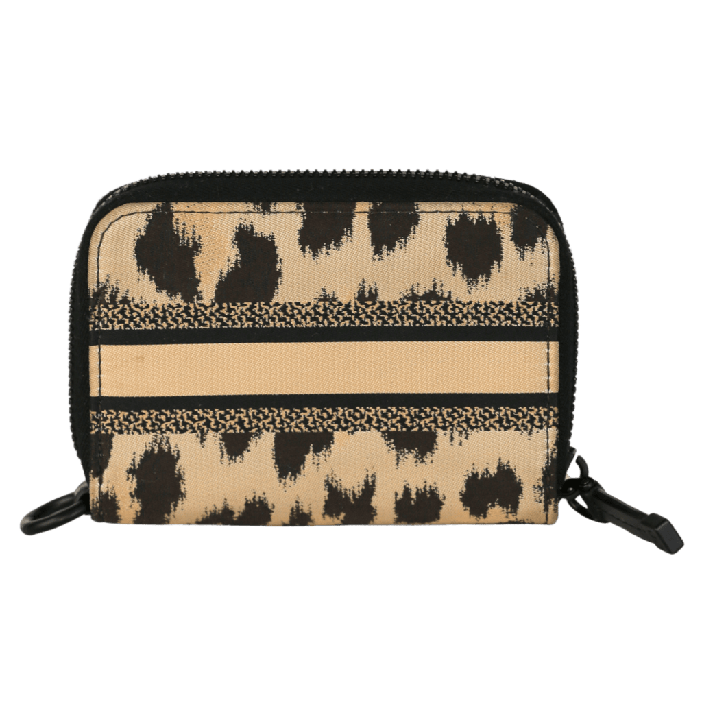 Dior Technical Fabric Embroidered Mizza Diortravel Detachable Card Holder Beige - Reliked