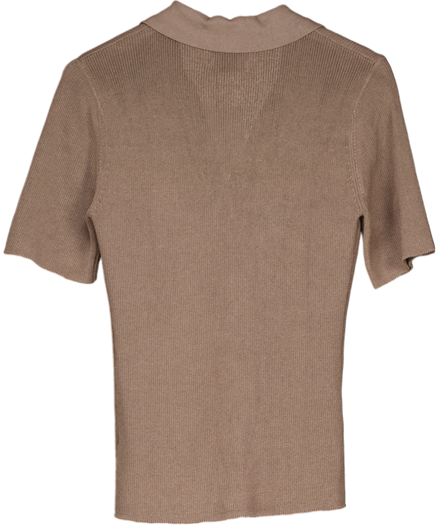DISSH Beige Liam Taupe Knit Polo Shirt UK XS - Reliked