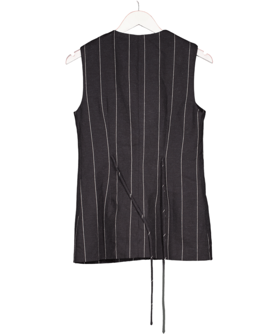 DISSH Black Boston Stripe Long Linen Waistcoat Top UK 6 - Reliked