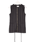 DISSH Black Boston Stripe Long Linen Waistcoat Top UK 6 - Reliked