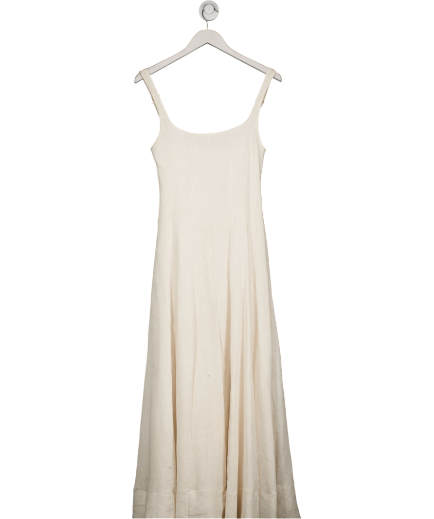 DISSH Cream Canne Sleeveless Linen - blend Midi Dress UK 8 - Reliked