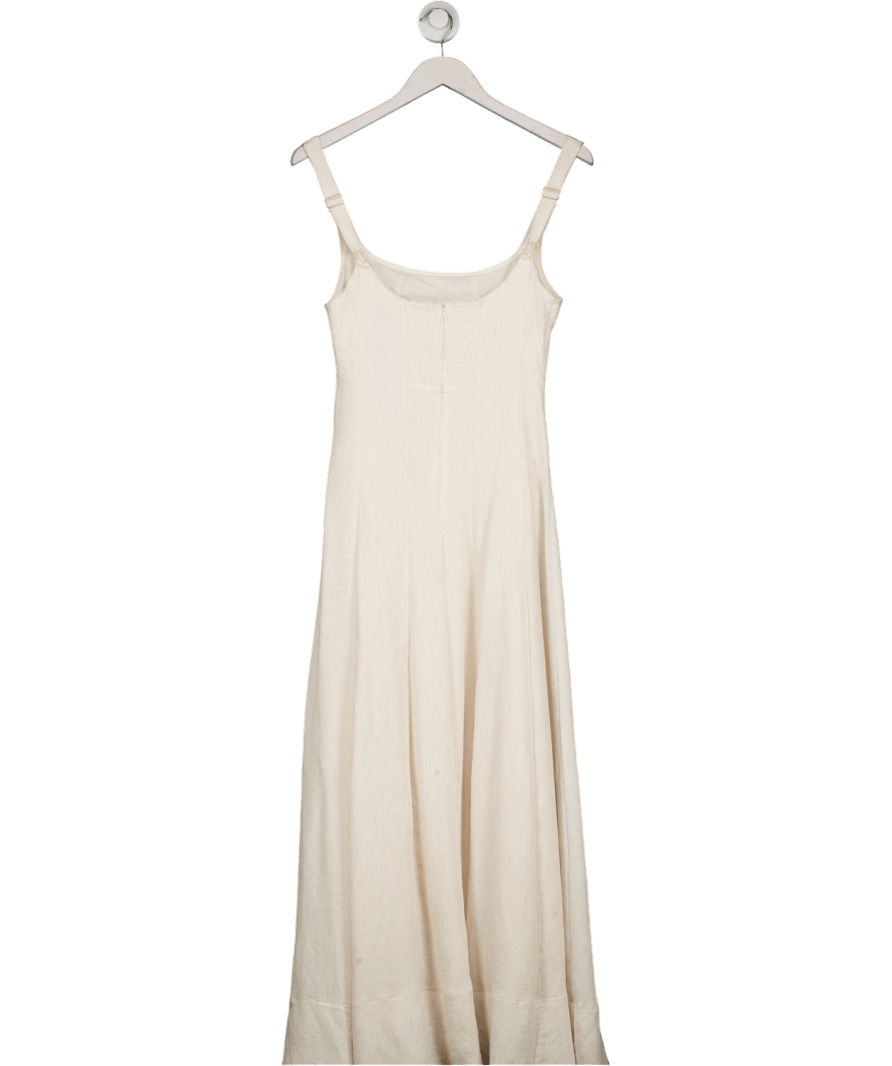 DISSH Cream Canne Sleeveless Linen - blend Midi Dress UK 8 - Reliked