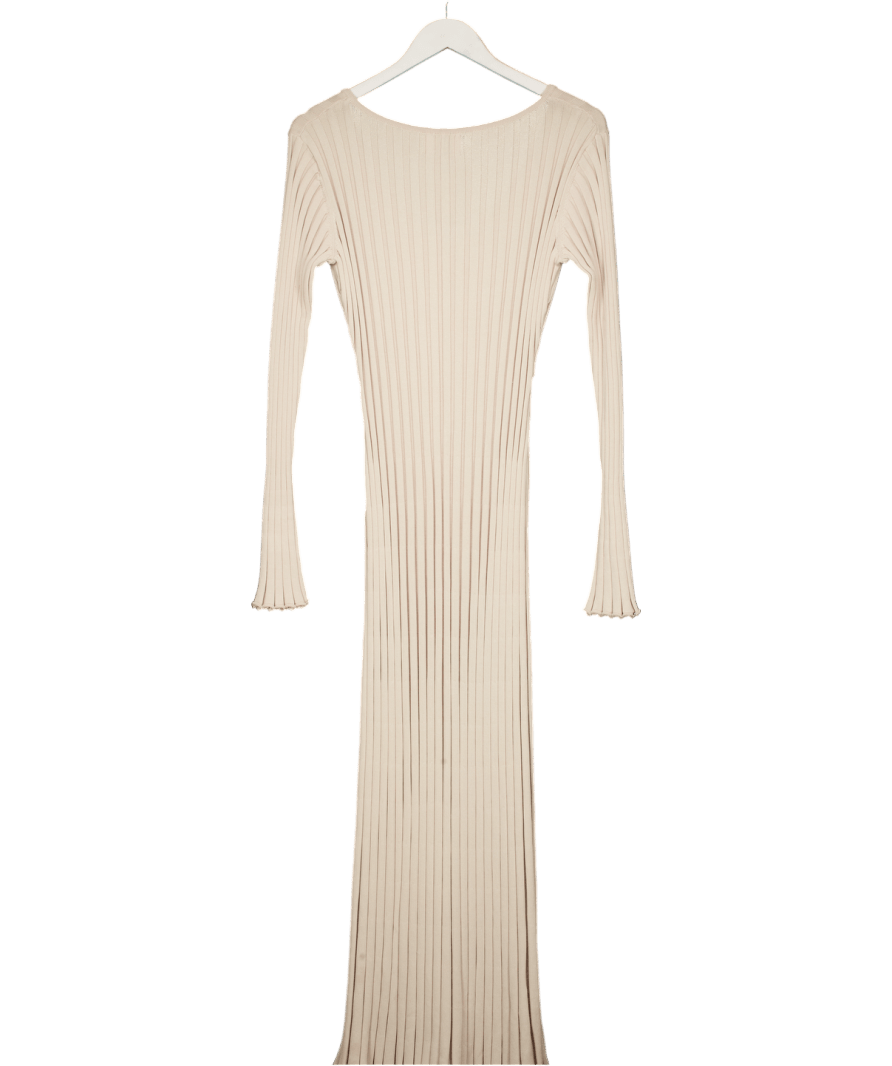 DISSH Reign Beige Sleeved Knit Midi Dress UK XS - Reliked