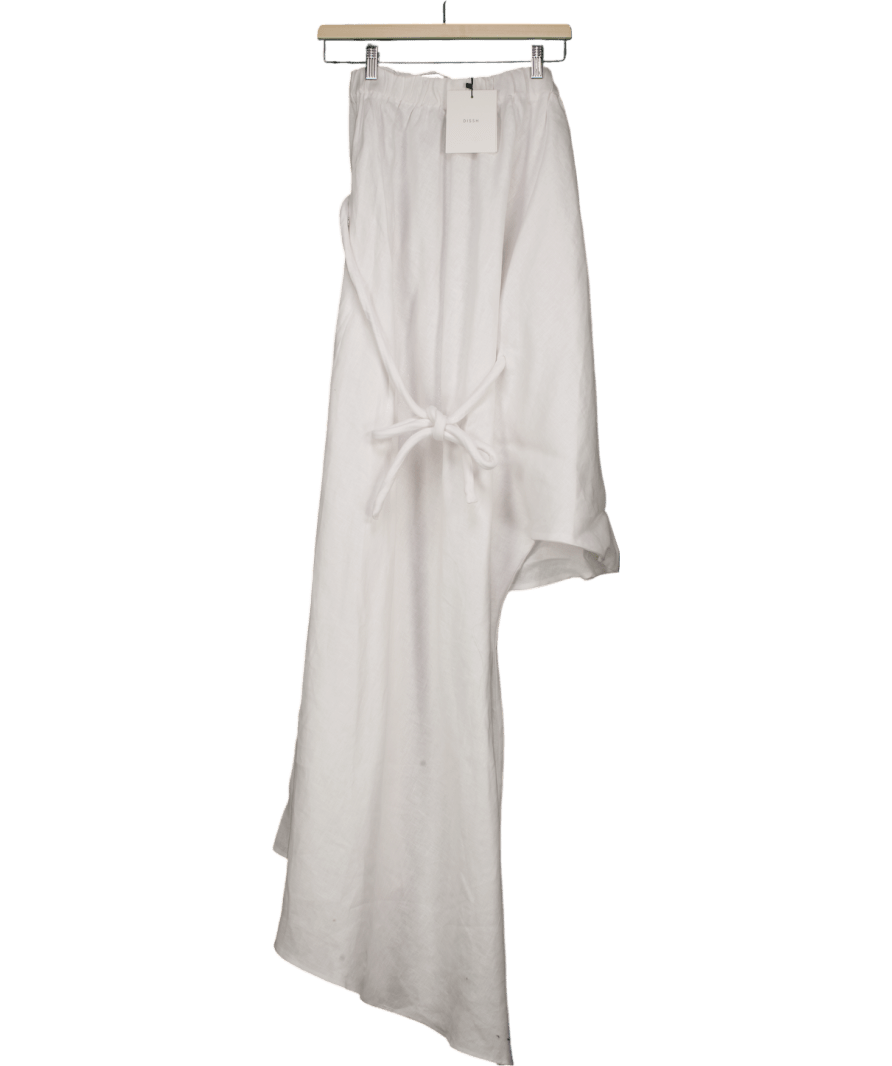 DISSH Sally White Linen One Shoulder Rope Belt Midi Dress UK 6 - Reliked