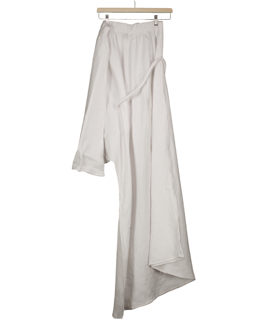 DISSH Sally White Linen One Shoulder Rope Belt Midi Dress UK 6 - Reliked