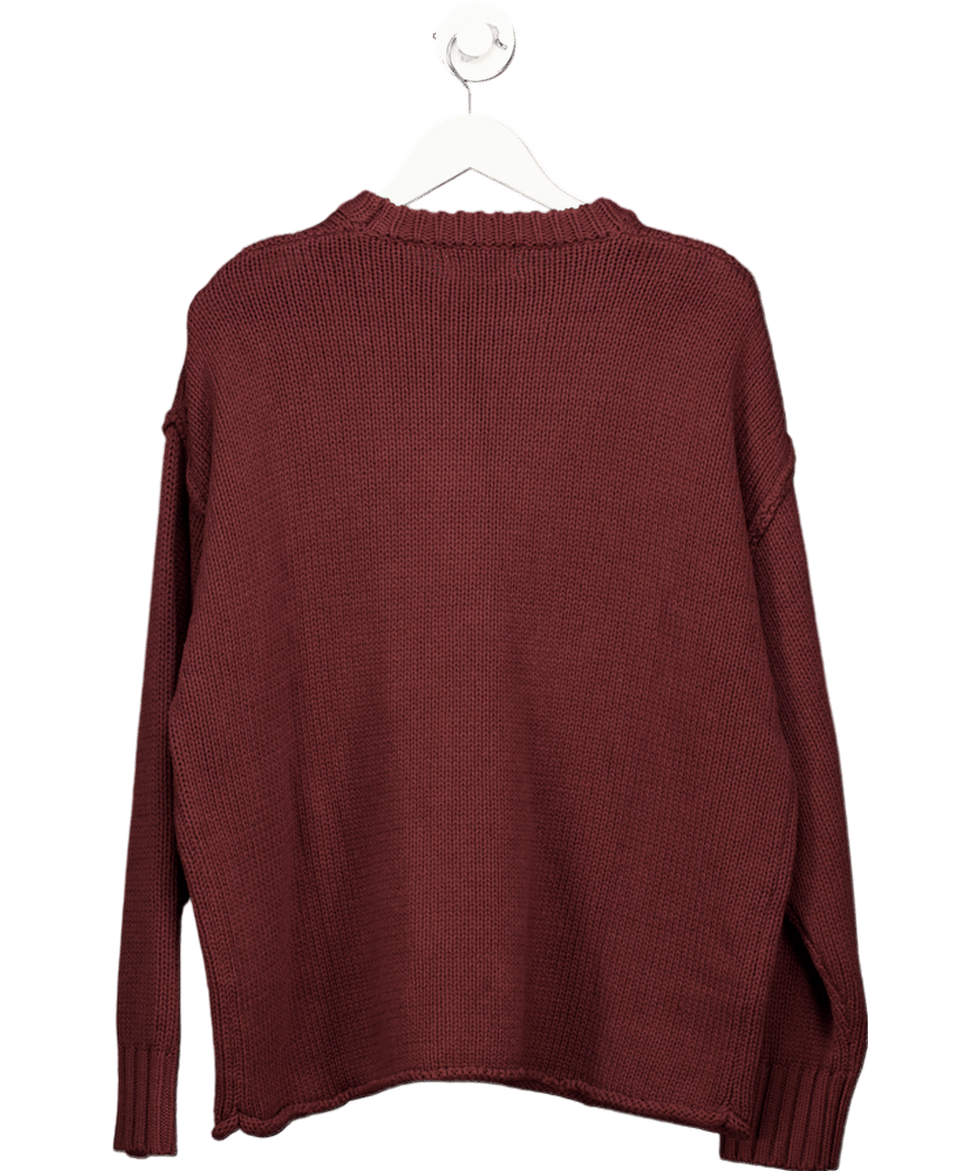 DISSH Walnut Brown Oy Longline Cotton And Wool Jumper UK S - Reliked
