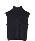 Djerf Avenue Organic Knit Cotton Turtleneck Top Black UK XXS - Reliked
