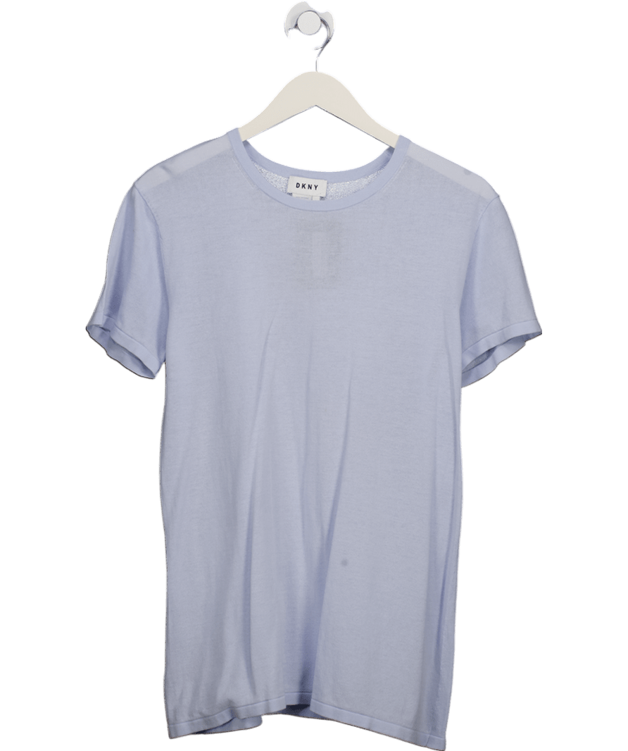 DKNY Baby Blue Fine Knit Short Sleeve Top UK L - Reliked
