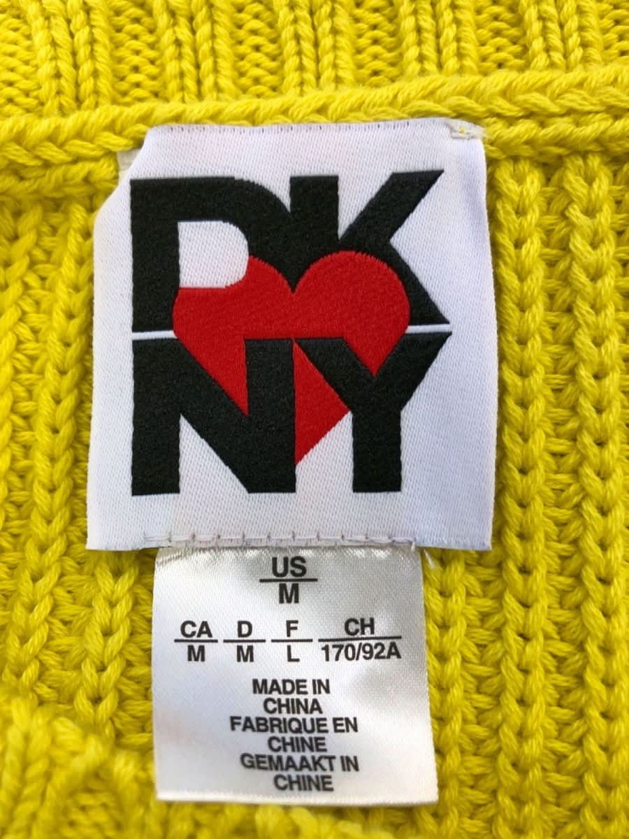 DKNY Yellow Knitted Tank Top UK M - Reliked