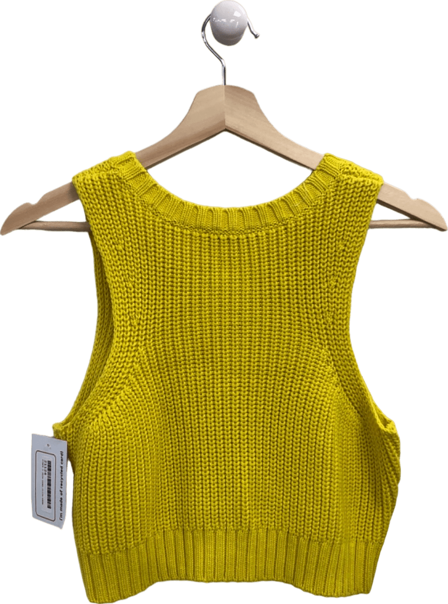 DKNY Yellow Knitted Tank Top UK M - Reliked