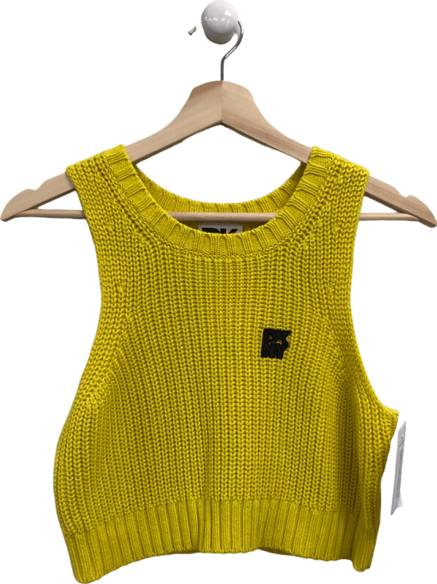 DKNY Yellow Knitted Tank Top UK M - Reliked