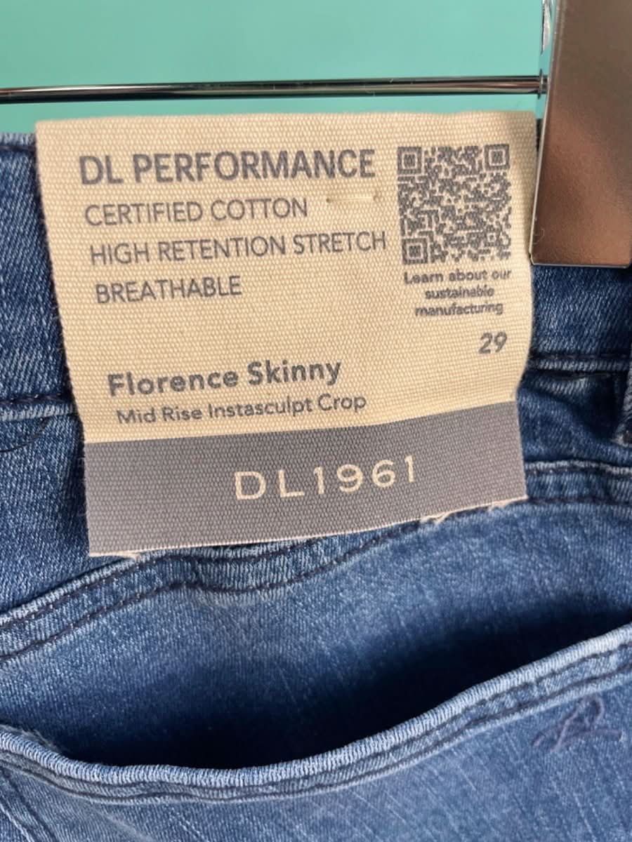 DL1961 Blue Florence Skinny Mid Rise Instasculpt Crop Jeans W29 - Reliked