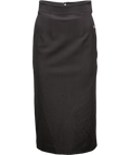 Dolce & Gabbana Black Milano Rib Midi Logo Embellished Pencil Skirt It40 UK 8 - Reliked