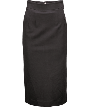 Dolce & Gabbana Black Milano Rib Midi Logo Embellished Pencil  Skirt It40 UK 8