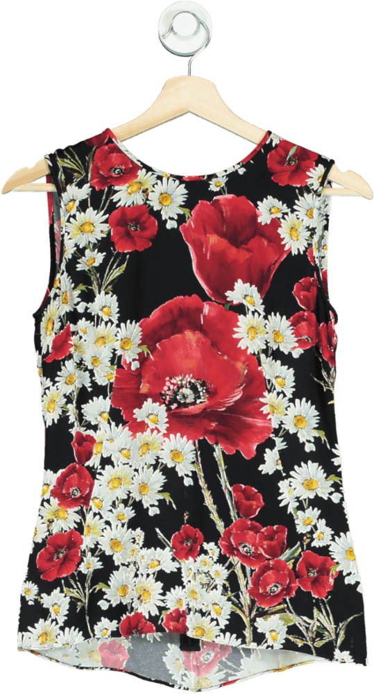 Dolce & Gabbana Black Silk Poppy Print Top It42 UK 10 - Reliked